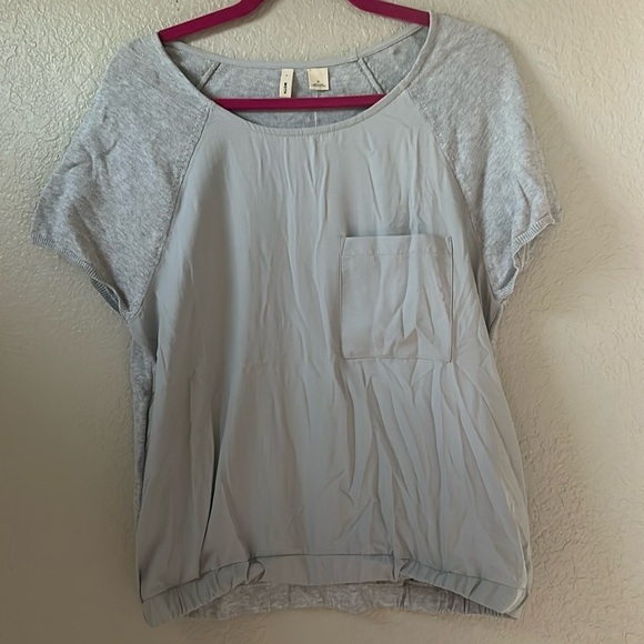 ANTHROPOLOGIE MOTH Gray Knit Shirt Short Sleeve Elastic Waist w Pocket - Picture 2 of 5